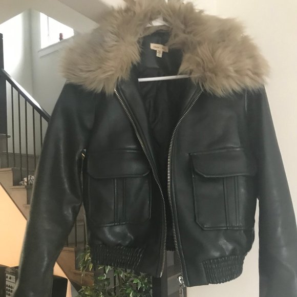 Faux Leather Bomber Jacket - Picture 9 of 11